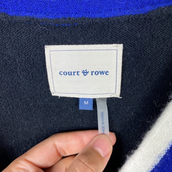 Court and Rowe Cardigan Sweater Long Sleeve V- Neck Stripe Trim in Rich … - Picture 7 of 7